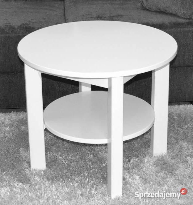 STÓŁ OKRĄGŁY FI 70 BLAT BIAŁY PÓŁMAT PÓŁKA ŁAWA Tołkiny