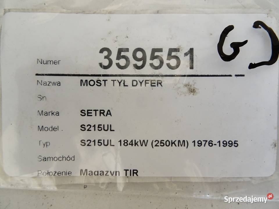 MOST TYŁ DYFER SETRA Series 200 7291 Van minibus