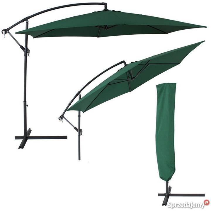 parasol ogrodowy zielony 3 metry na wysięgniku bocznym meble