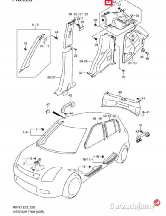 OSŁONA PODPORA PÓŁKI BAGAZNIKA SUZUKI SWIFT 0410