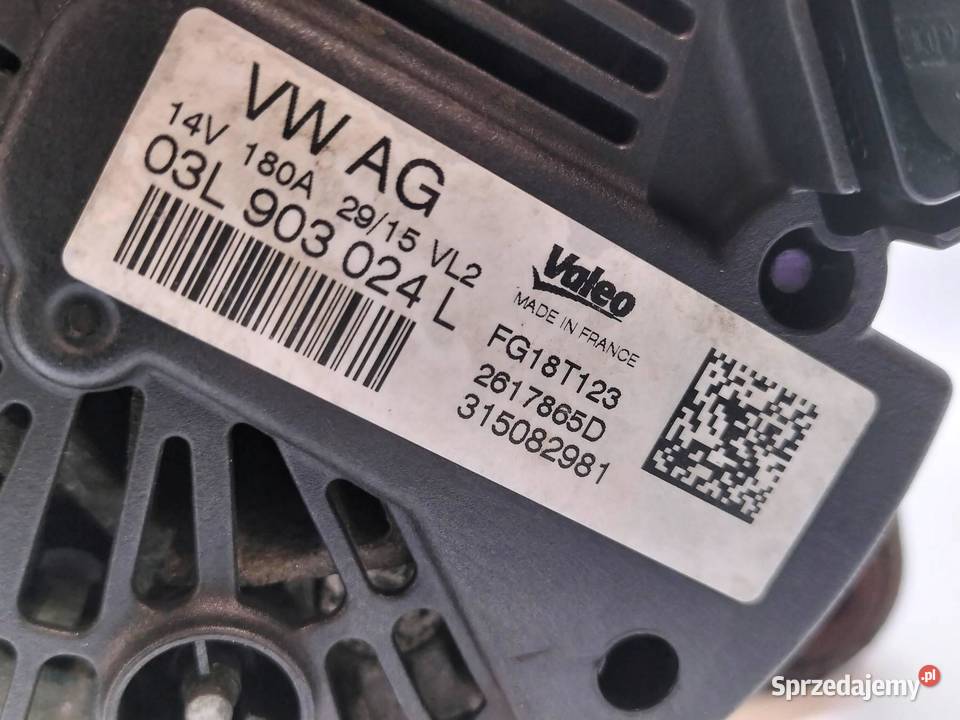 ALTERNATOR 03L903024L 20 TDI VW Volkswagen Rok produkcji 2015 Układ elektryczny silnika