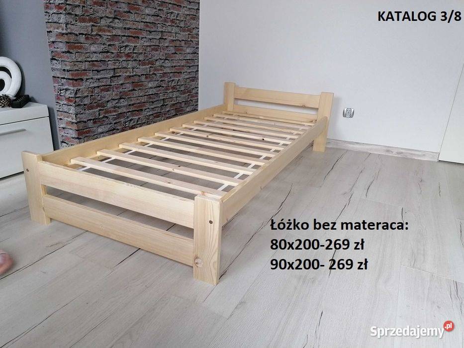 Łóżko 90x200 z materacem sprężynowym Białe Siwe