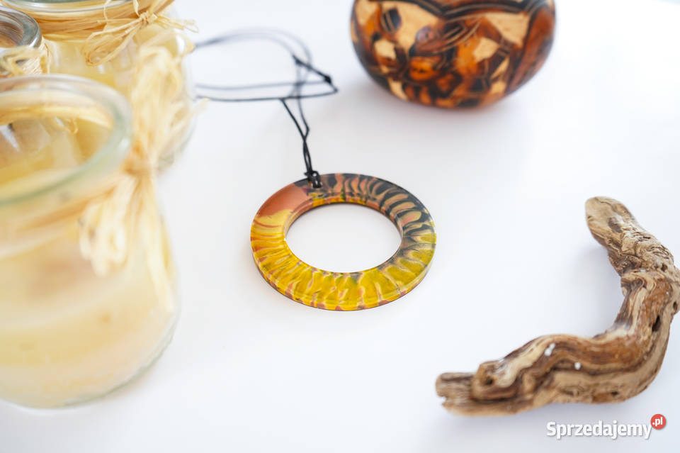 Duży kolorowy okrągły wisiorek fi 6 ręcznie Naszyjniki Warszawa