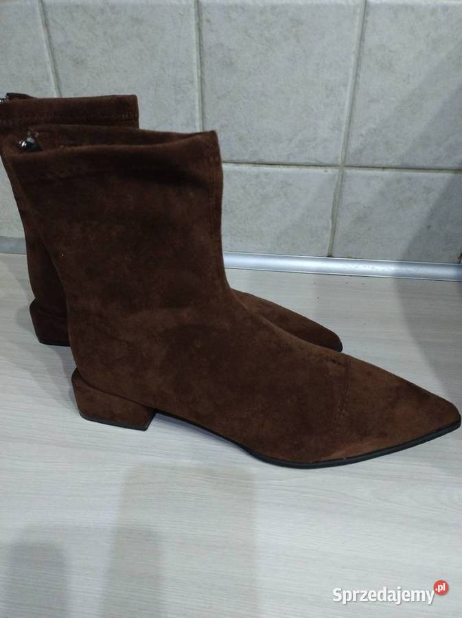 Botki w kolorze brązowym z zamszu Lublin