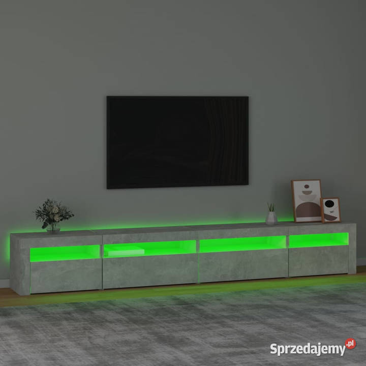 Szafka pod TV z oświetleniem LED szarość betonu Warszawa