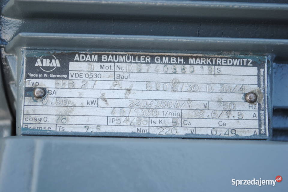 Motoreduktor 055kw 40obr z hamulcem Firmy ABM Kargowa sprzedam