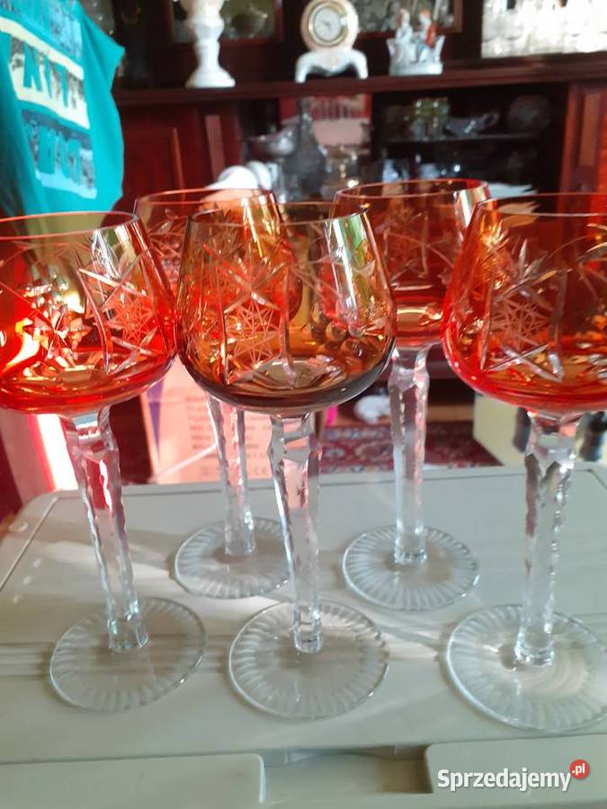 Krysztalowe kielichy kolor pomarancz Warszawa