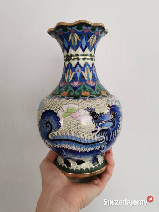 Chiński wazon cloisonn ze smokiem koniec XIX Rzeszów
