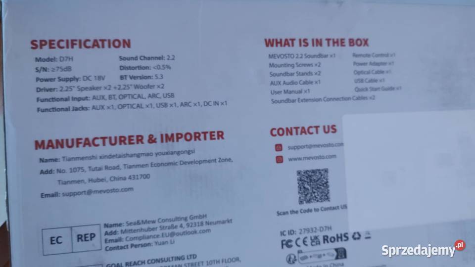MEVOSTO 22CH Soundbar Głośnik Do Telewizora Książ Wielkopolski