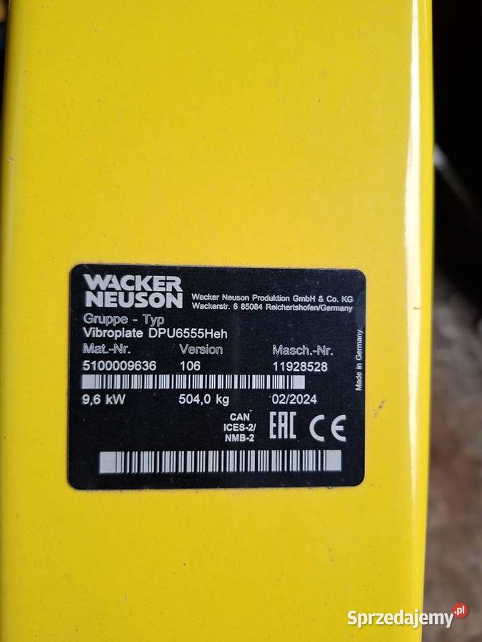 Zagęszczarka Wacker Neuson DPU 6555 Heh 2 Pozostałe Będzin