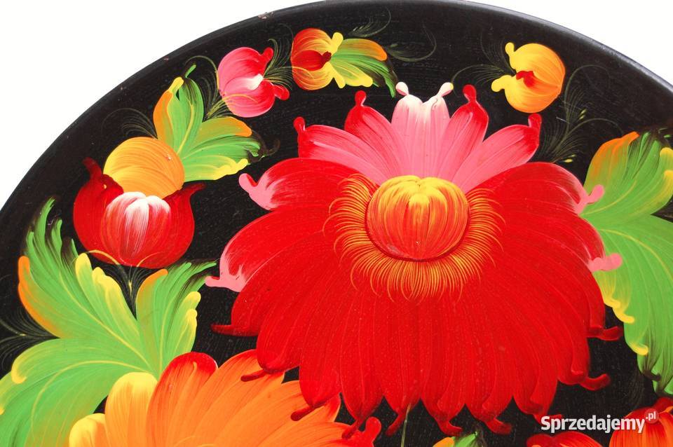 Drewniany malowany talerz do powieszenia Lublin