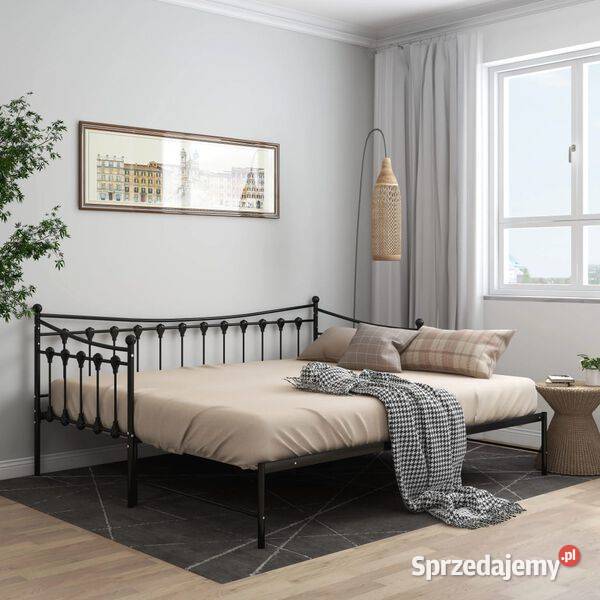 vidaXL Sofa z wysuwaną ramą łóżka czarna mazowieckie Warszawa sprzedam