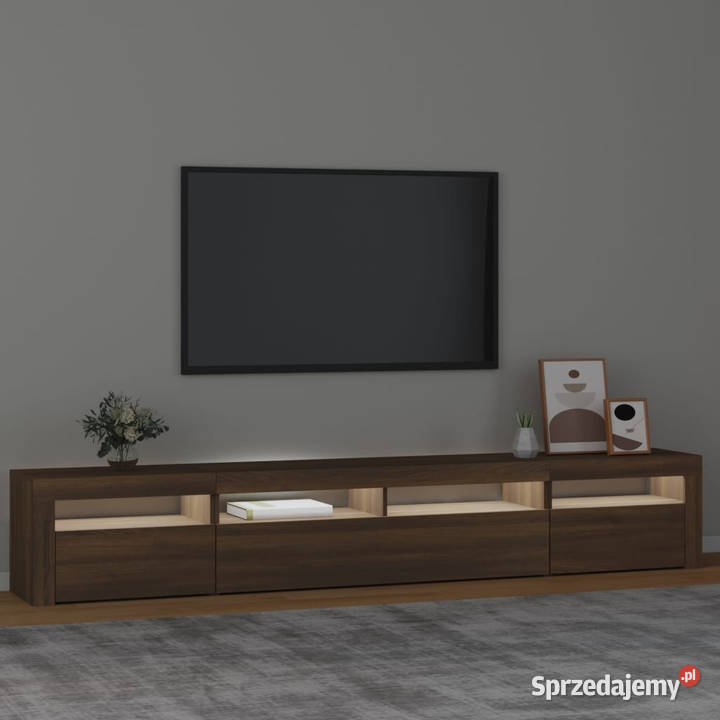 Szafka pod TV z oświetleniem LED brązowy dąb mazowieckie Warszawa