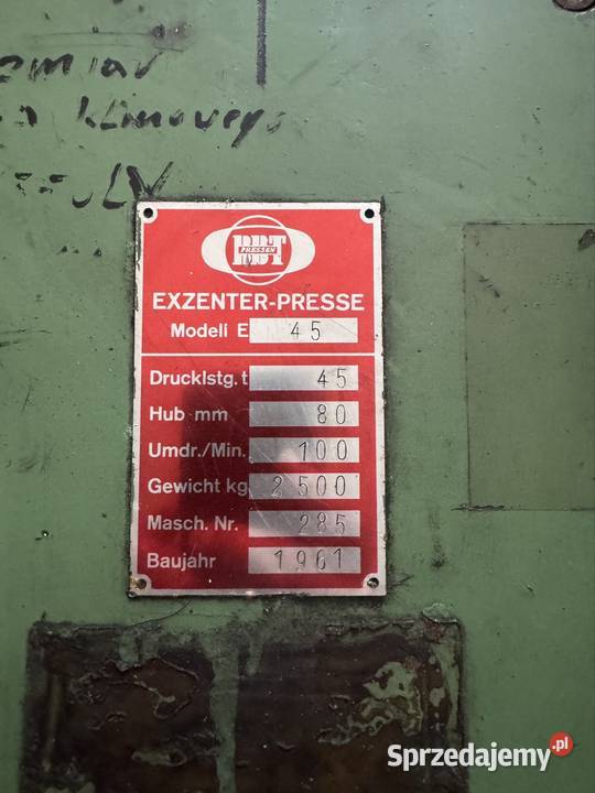 Prasy mimośrodowe 35 Ton 45 Ton Karłowice