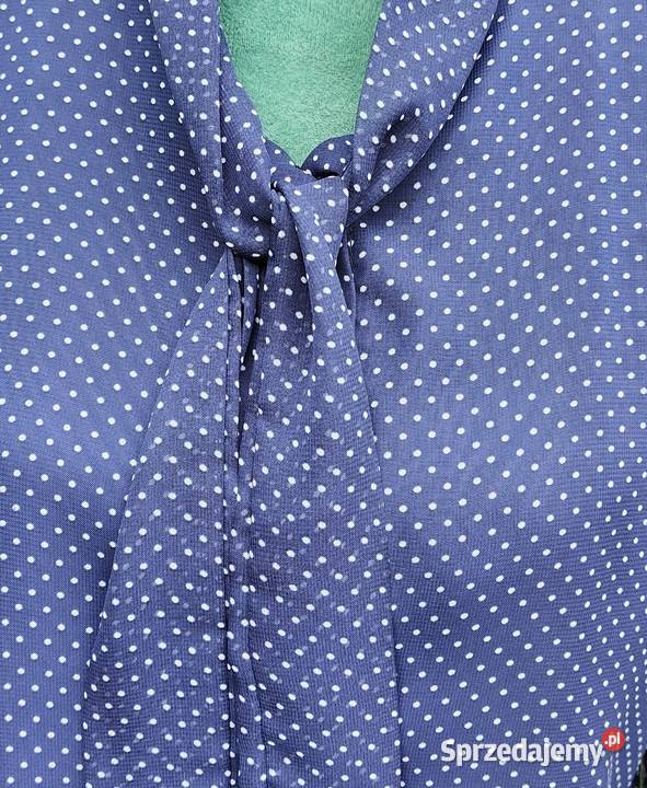 Elegancka bluzka granatowa XL 42 groszki kropki zachodniopomorskie Szczecin