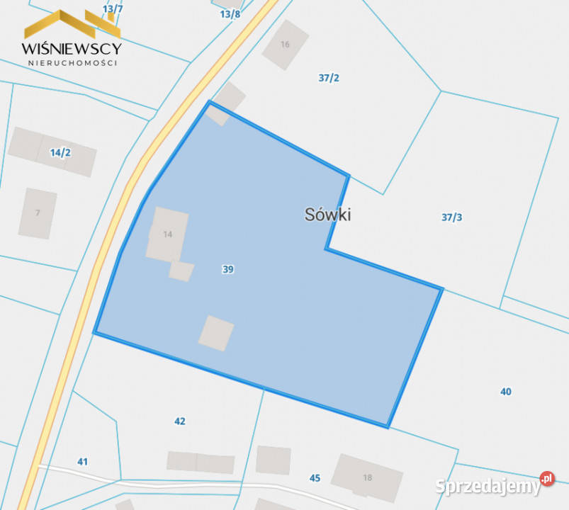 Działka 081 ha z zabudowaniami Sówki