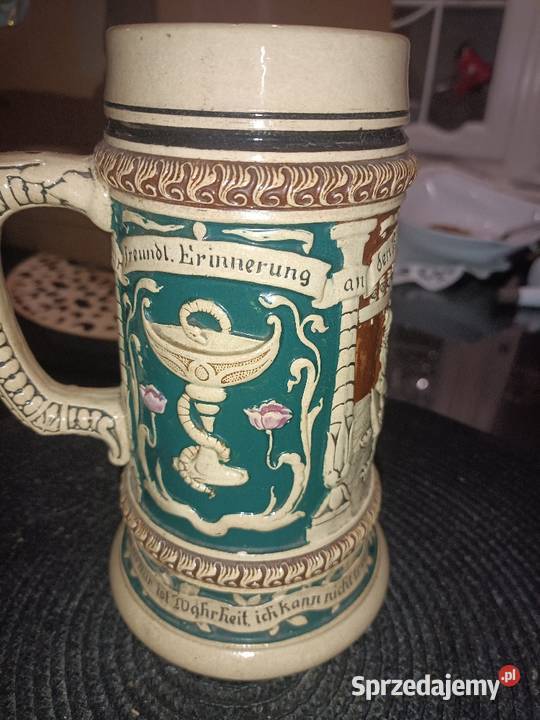 Piękny ceramiczny stary kufel aptekarski z Kępno