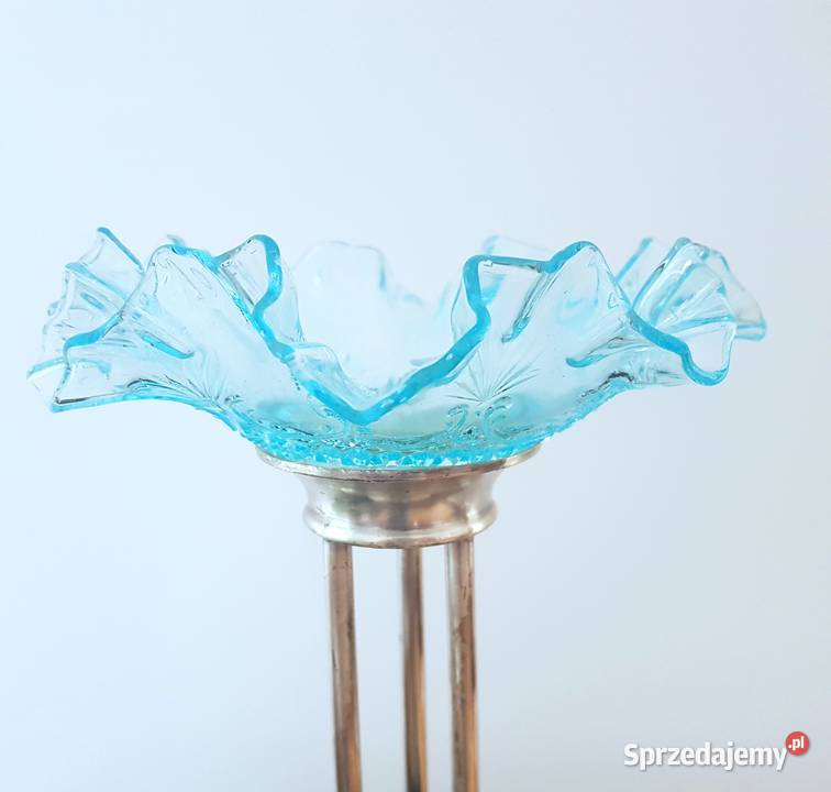 Patera na wysokiej podstawie szklo falbankowe Antyki Gdynia sprzedam