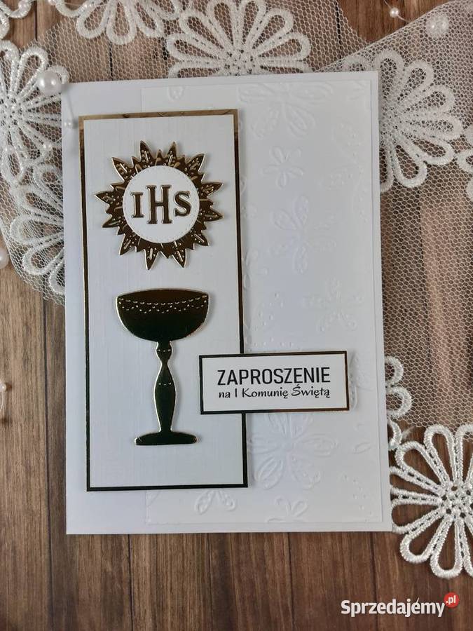 Zaproszenie na komunię Wzór 6 z kielichem kujawsko-pomorskie Zbójno
