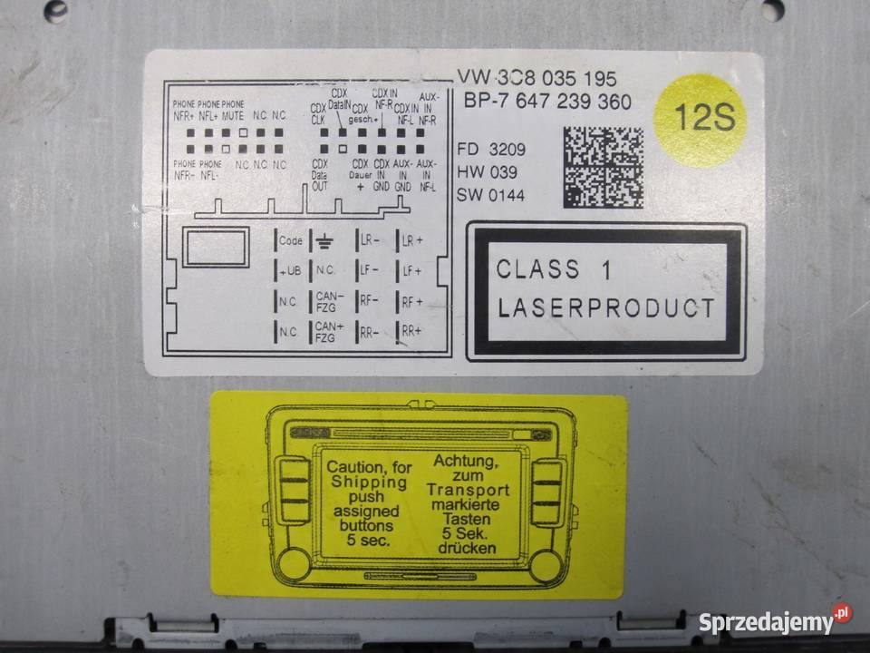 VW GOLF VI 10r radio CD 3C8035195 8157647239360