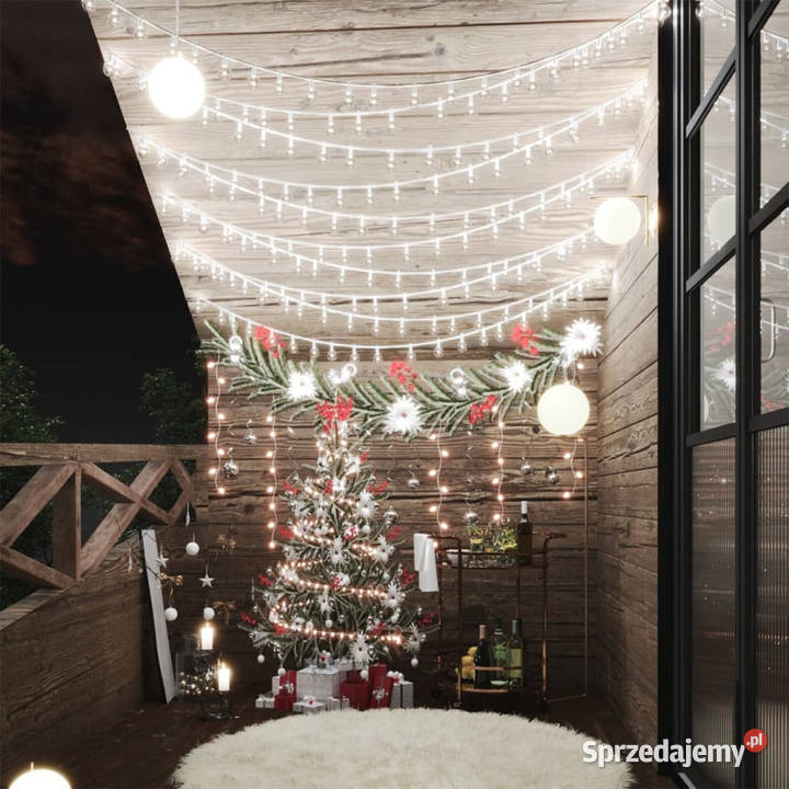 Lampki świąteczne 20 m 200 diod LED zimna biel 8 Warszawa sprzedam