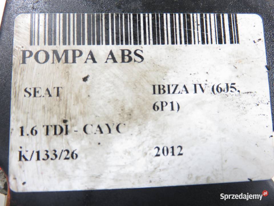 POMPA ABS SEAT IBIZA IV 6J5 6P1 0265800942 osobowe Układ ABS i ESP małopolskie