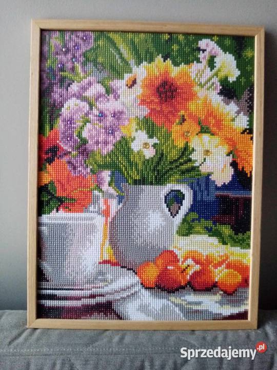 Kwiaty w dzbanie haft diamentowy wielokolorowy Jarocin sprzedam