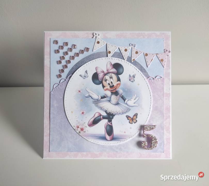 Kartka urodzinowa ręcznie robiona Myszka Minnie
