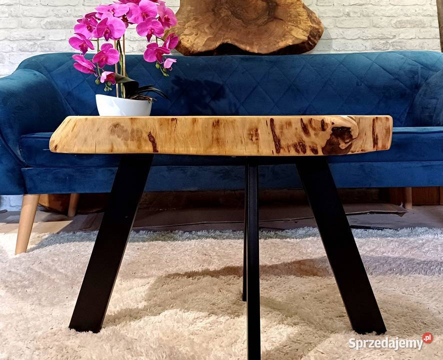Stolik kawowy 66x39 plaster drewna loft orzech Śrem