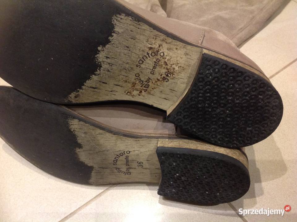 Włoskie Kozaki Beżowe Skórzane Damskie 36 inna Nowa Sól