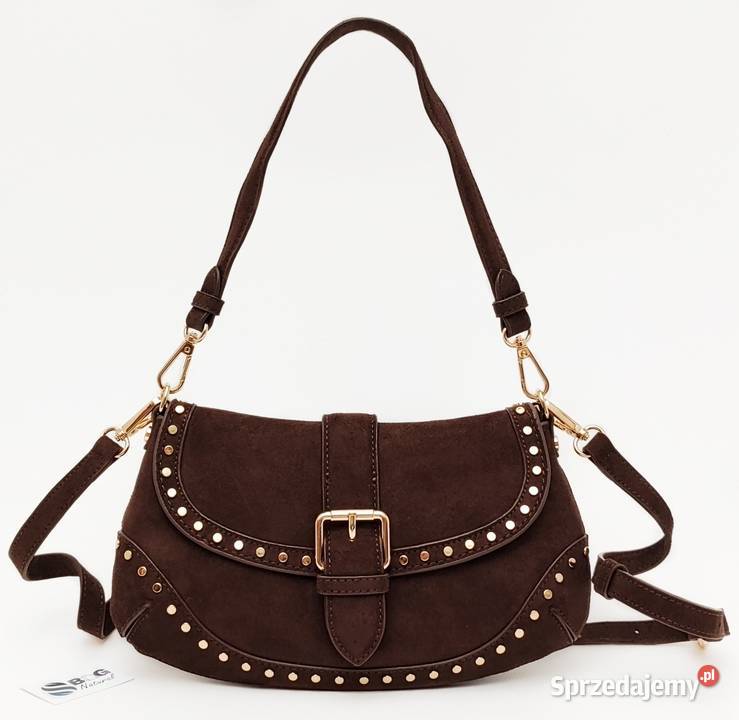 Torebka Flora CO Paris Zamsz Brązowa Czekoladowa brązowy/beżowy