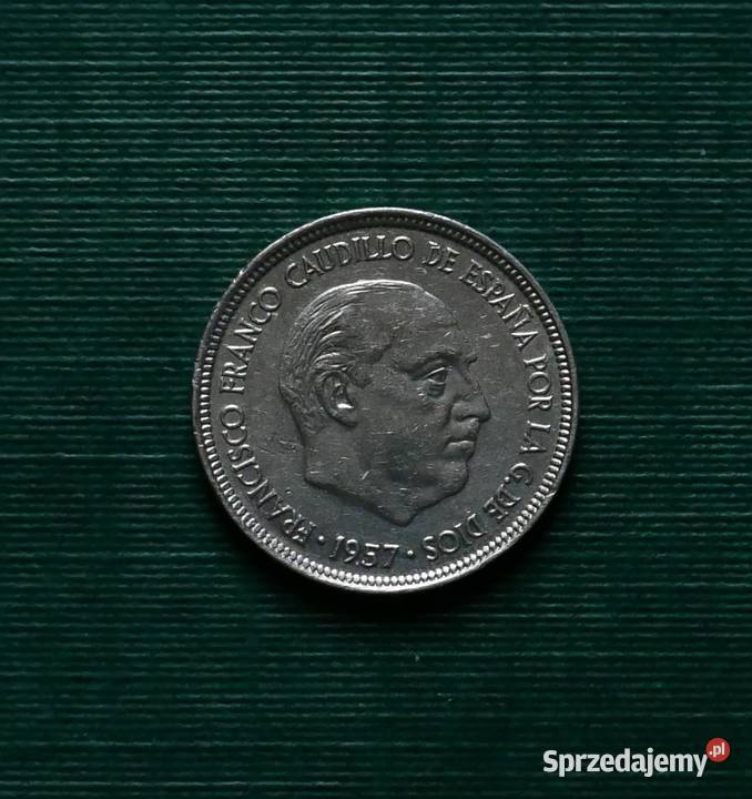 HISZPANIA 5 peset 1957r 75 w gwiazdce śląskie Gliwice