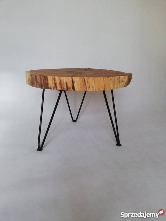 Stolik Dębowy z Pnia drzewa Monolit Harpin Legs 63cm Kostrzyn