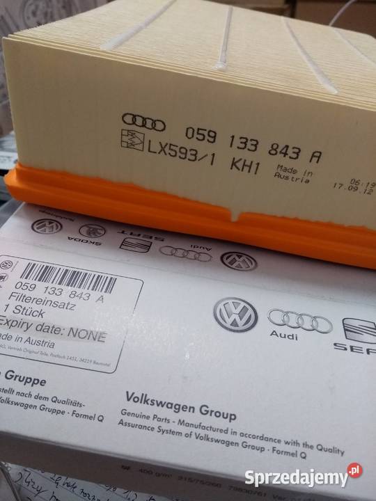 FILTR POWIETRZA ORG AUDI SKODA VW 059133843A Układ napędowy podkarpackie Pilzno