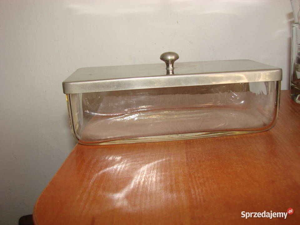 stary szklany pojemnik z metalową pokrywką Pruszcz Gdański sprzedam