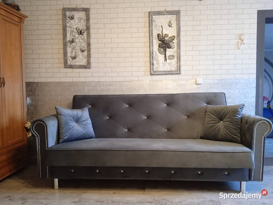 sofa rozkładana kanapa wersalka z kryształkami łóżko NOWOŚĆ