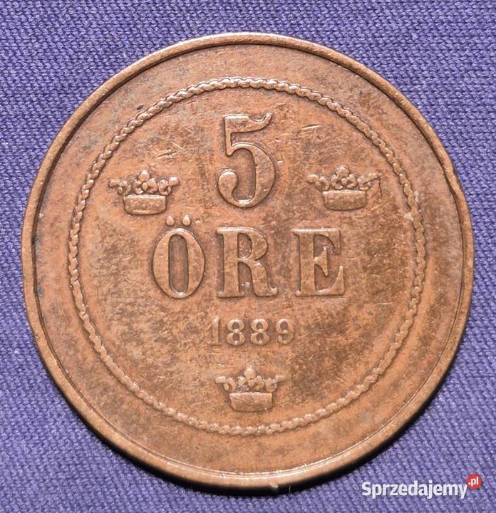 Szwecja 5 re 1889Oskar II Wałbrzych