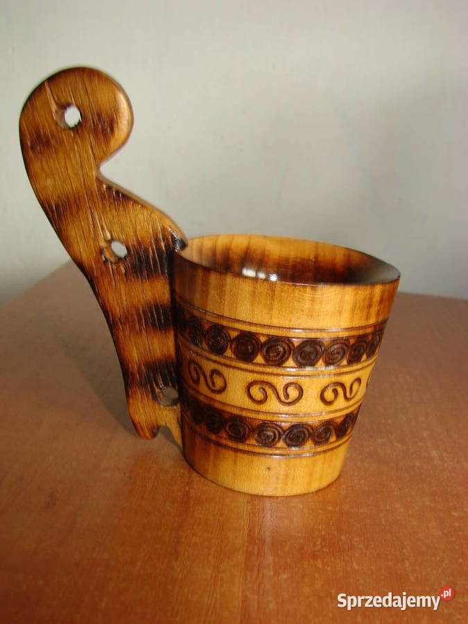 drewniany kieliszek dekoracyjny PRL Antyki, Sztuka, Kolekcje pomorskie Pruszcz Gdański