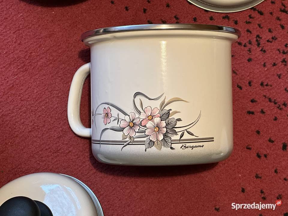 kpl garnków emaliowanych nowy PRL łódzkie Łęczyca sprzedam