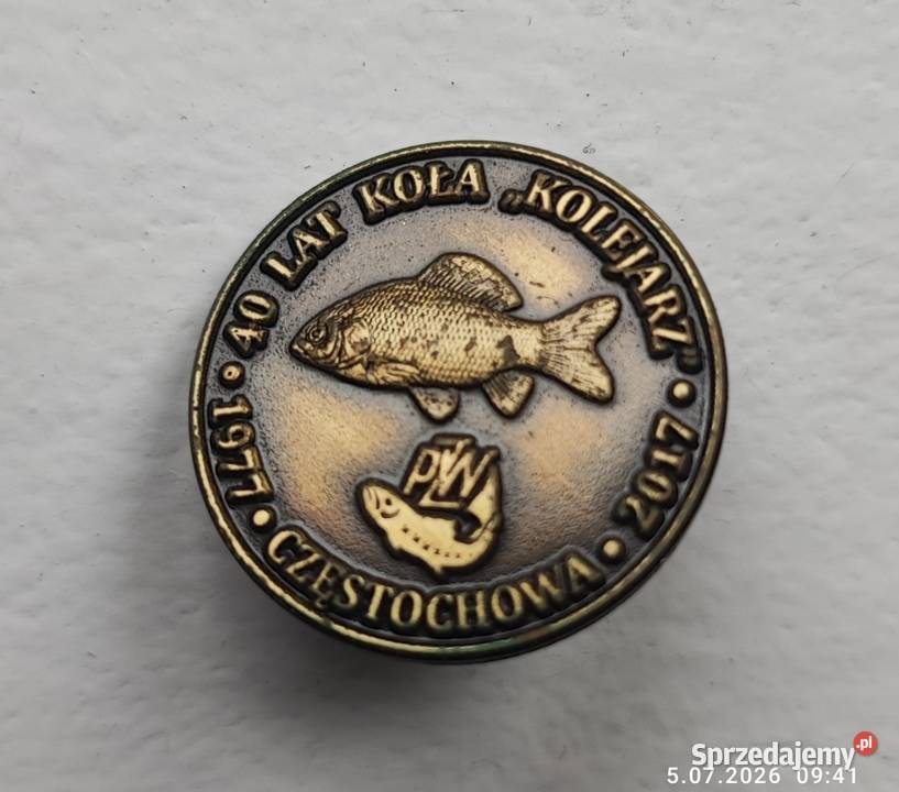 Odznaka wędkarska masywna gruba średnica 25mm Wędkarstwo Radomsko