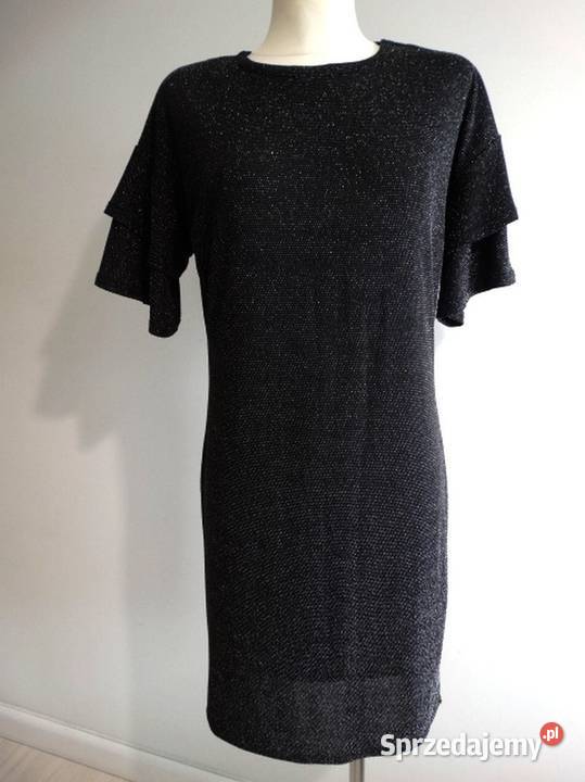 Sukienka Brokatowa Czarna Wieczorowa Imprezowa Rozmiar 40(L)