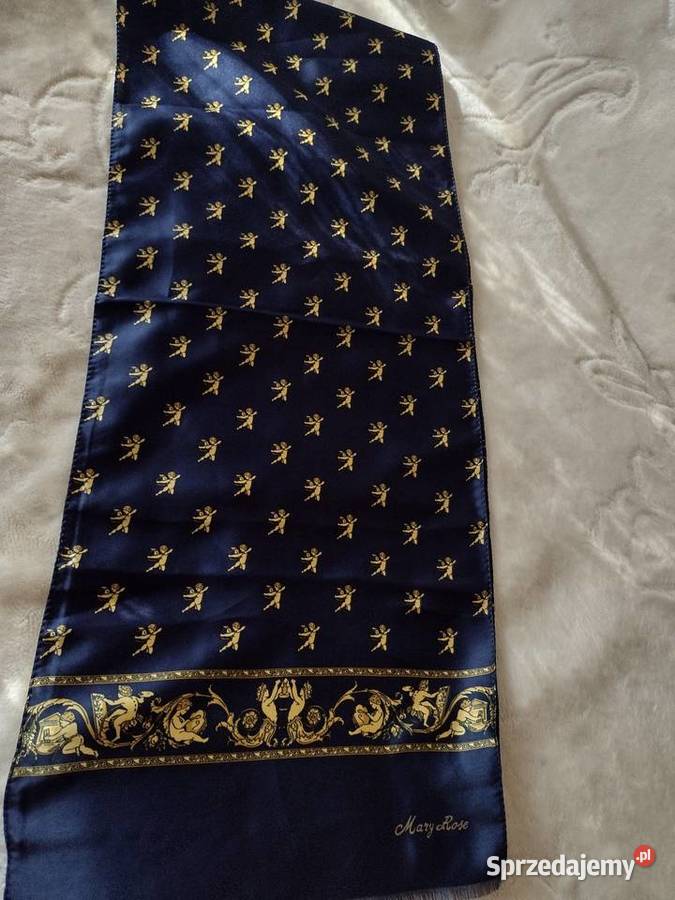 Włoski granatowy szal biznesowy z Rzymu szalik Dla kobiet Kraków