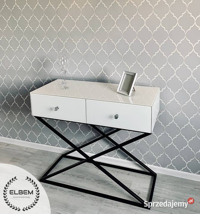 Biała szklana konsola Glamour 45cm Rzeszów