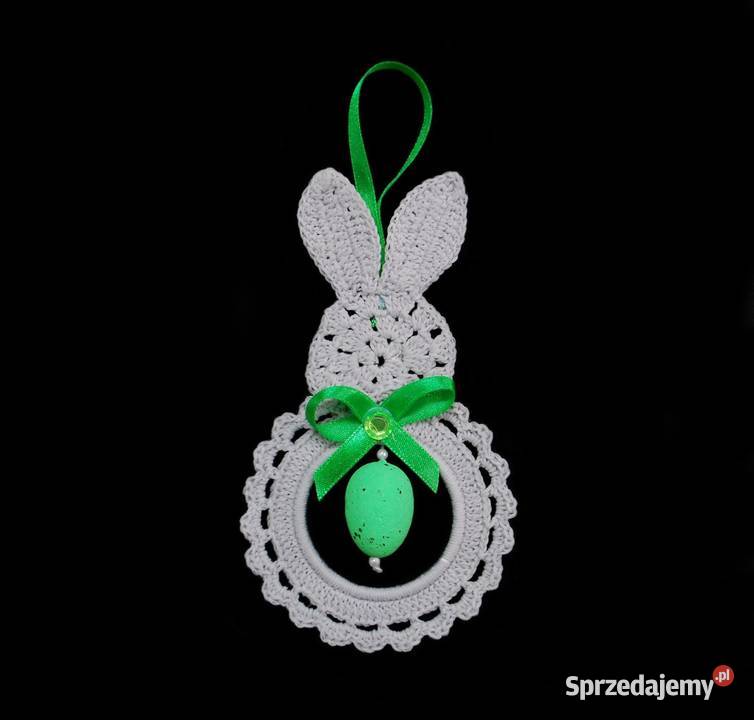Zawieszka ozdoba szydełkowa zajączek 7x13 szaro