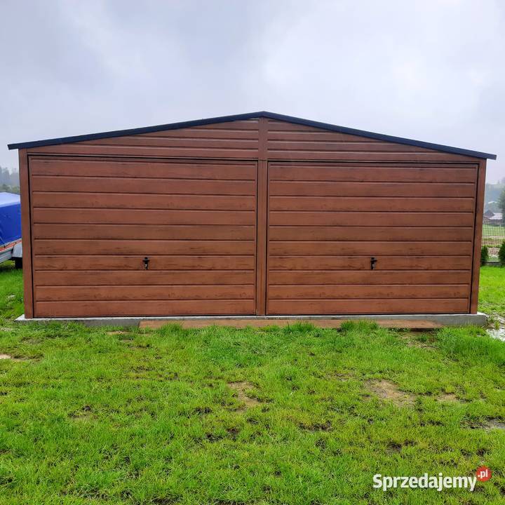 Garaż blaszany 6x6 blacha orzech złoty dąb Limanowa