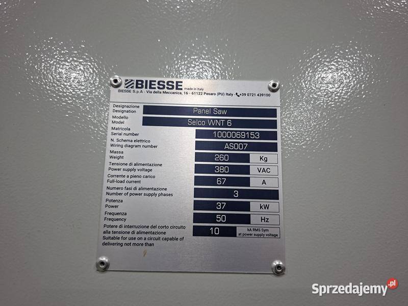 Pilarka panelowa BIESSE Selco WNT 6 6303800x2200 Warszawa