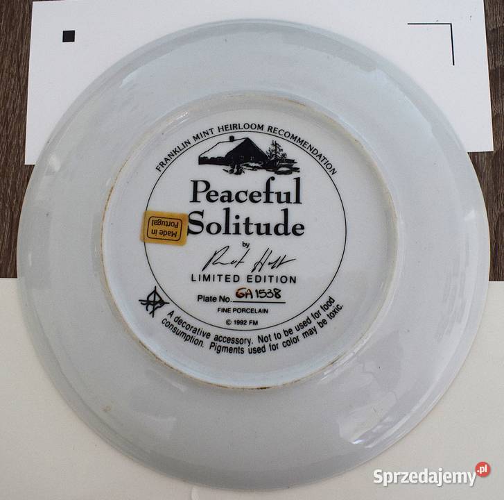 Spokojna samotność talerz kolekcjonerski Porcelana i szkło sprzedam