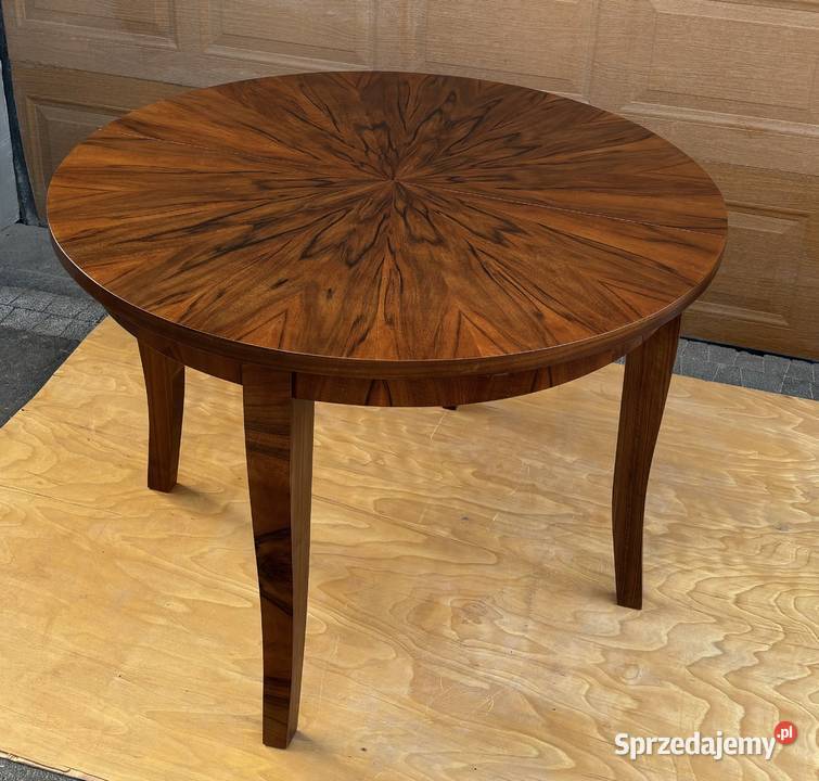 Stół Okrągły Orzech 118 ARTDECO Rozkładany Antyk Warszawa