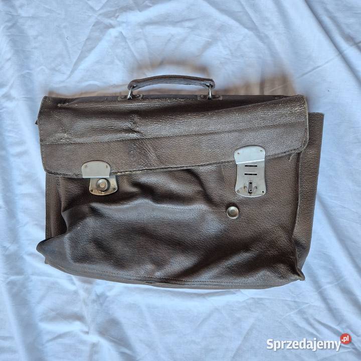 Stara teczka skórzana vintage prl Brzesko