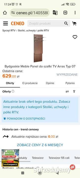 Bydgoskie Meble Panel tył do TV podświetlane Pozostałe Meble Przeworsk